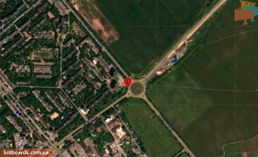 Билборд B в Ровно м. Рівне, вул. Василя Червонія (Гагаріна), перехрестя з вул. Льонокомбінатівською схема